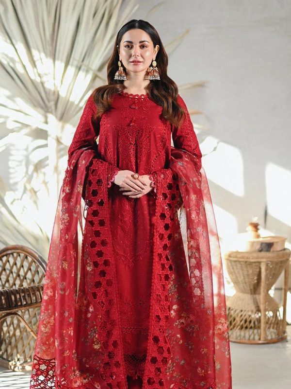 Qalamkaar Red Luxury Lawn Collection Replica