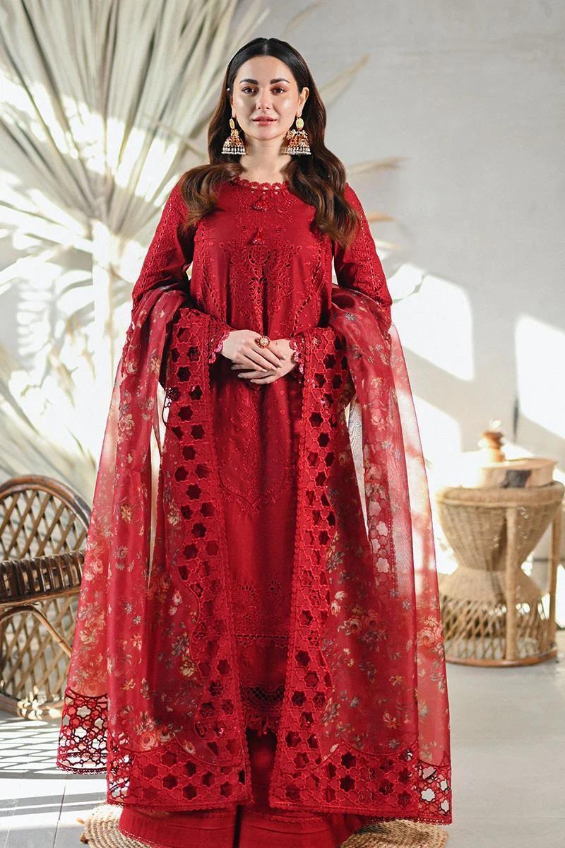 Qalamkaar Red Luxury Lawn Collection Replica