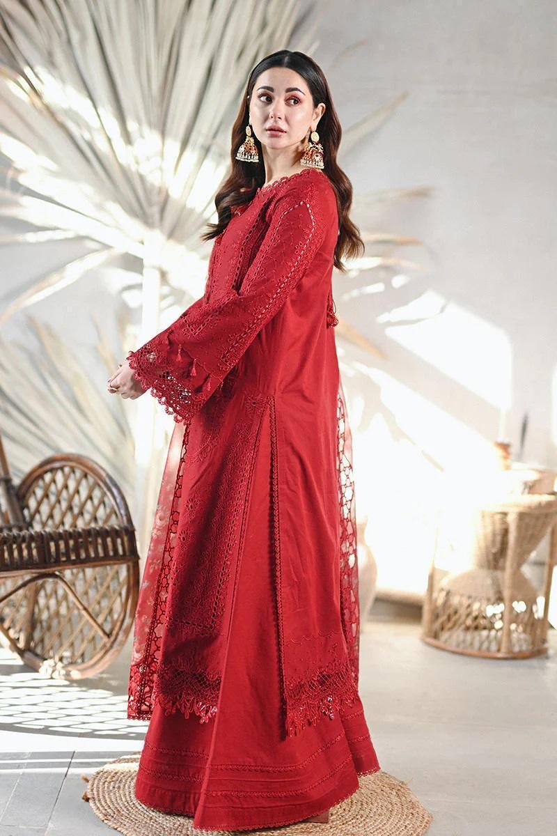 Alternative view of Qalamkaar Red Luxury Lawn Collection Replica