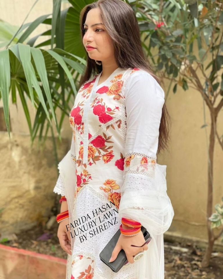 Farida Hassan White Luxury Chikankari Collection Replica - Image 3