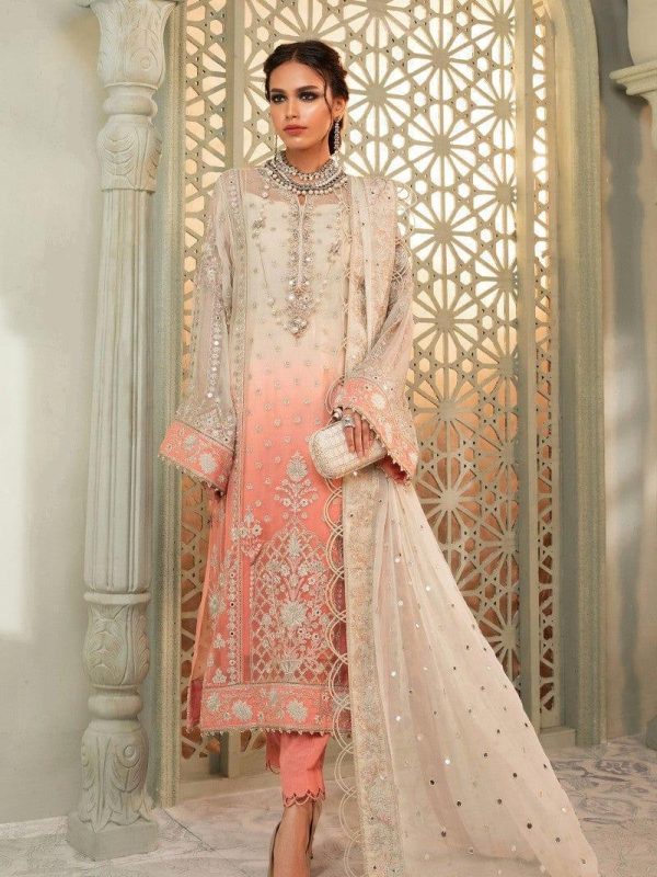 Maria B Orange Tie N Die Exclusive Net Replica