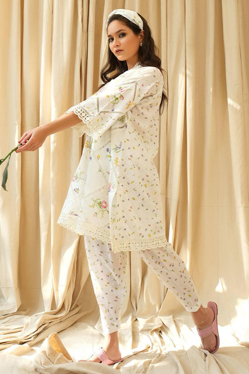 Alternative view of Farida Hassan White Luxury Lawn Collection Replica