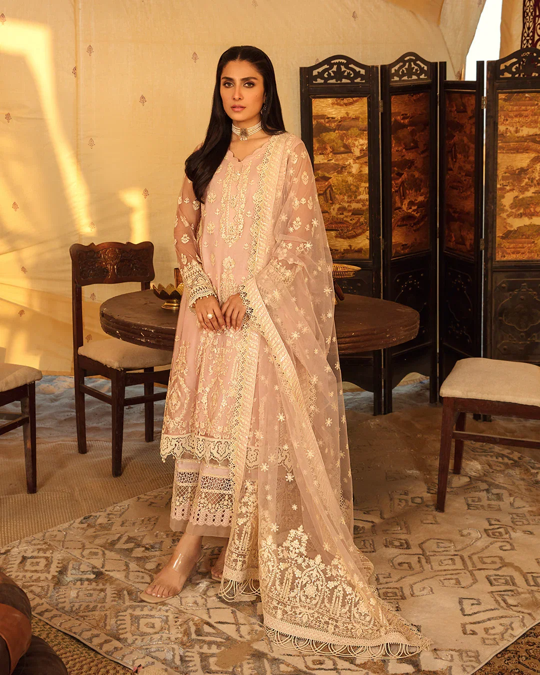 Alternative view of Faiza Saqlain Pink Luxury Lawn Collection Replica