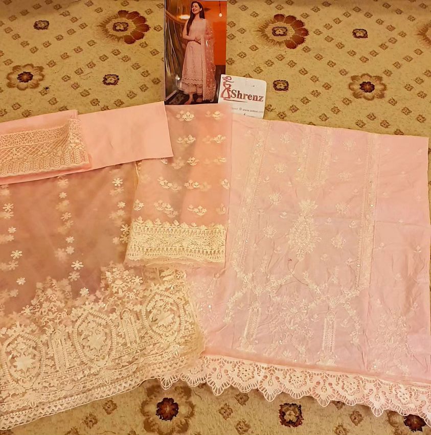 Faiza Saqlain Pink Luxury Lawn Collection Replica - Image 7