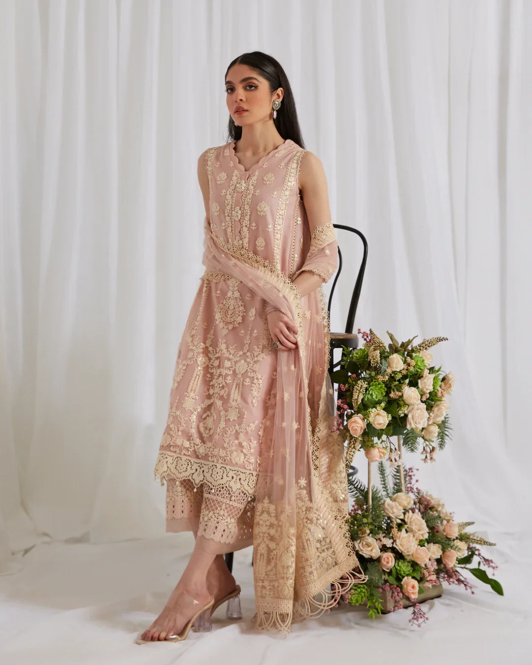 Faiza Saqlain Pink Luxury Lawn Collection Replica - Image 3