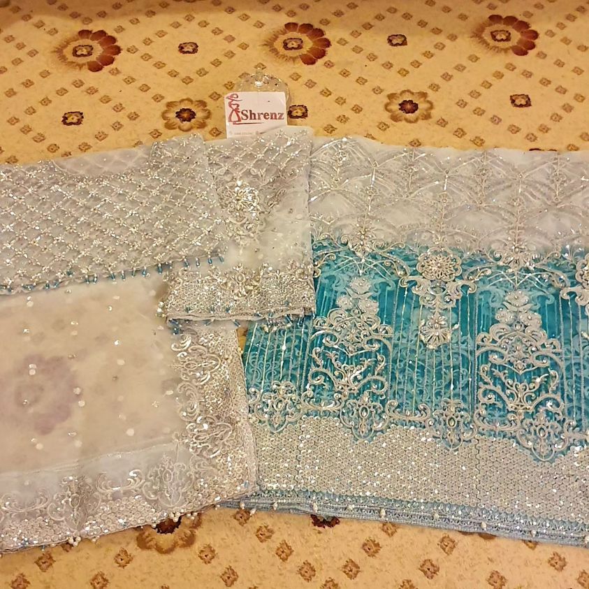 Maria B Blue Exclusive Net Maxi Replica - Image 2