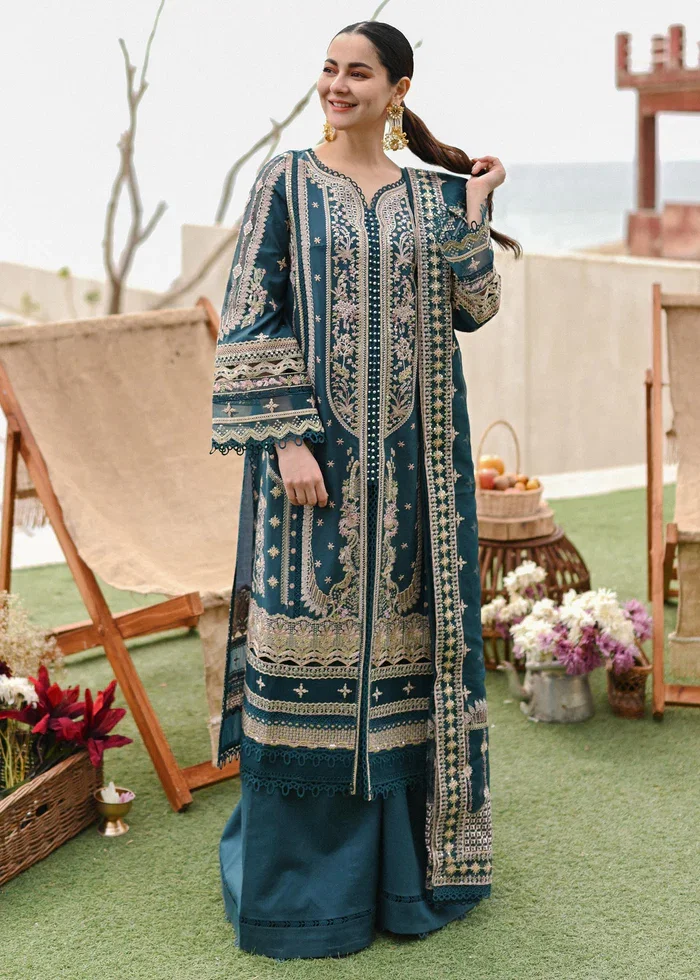 Qalamkar Sahil Green Luxury Lawn Collection Replica