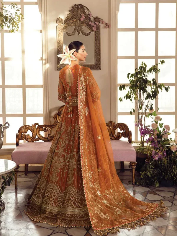 Alternative view of Afrozeh Orange Net Bridal Collection Replica
