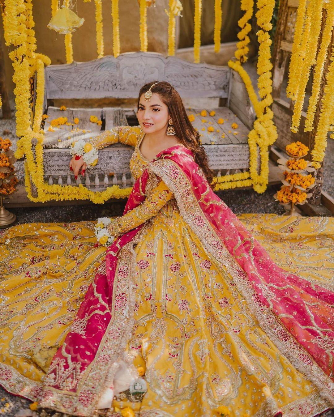 Alternative view of Maha Wajahat Yellow Bridal Collection Net Replica