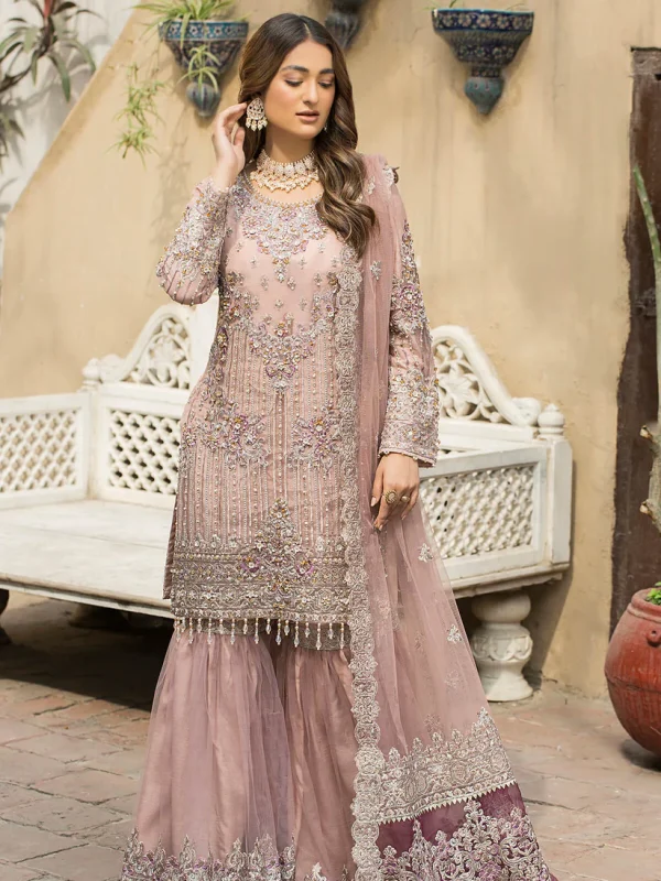 Imrozia Peach Gharara Collection Net Replica