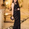 Maryam Nafees Black Chiffon Saree Replica