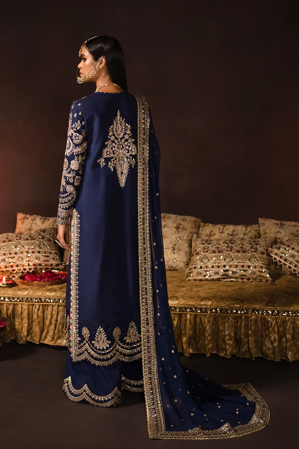 Afrozeh Navy Velvet Collection Net Replica - Image 2