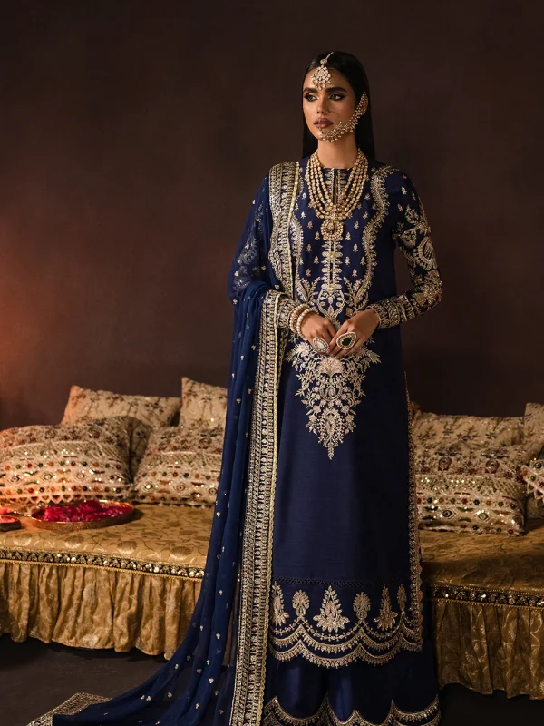 Afrozeh Navy Velvet Collection Net Replica