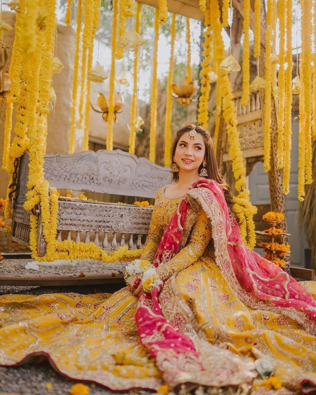 Maha Wajahat Yellow Bridal Collection Net Replica