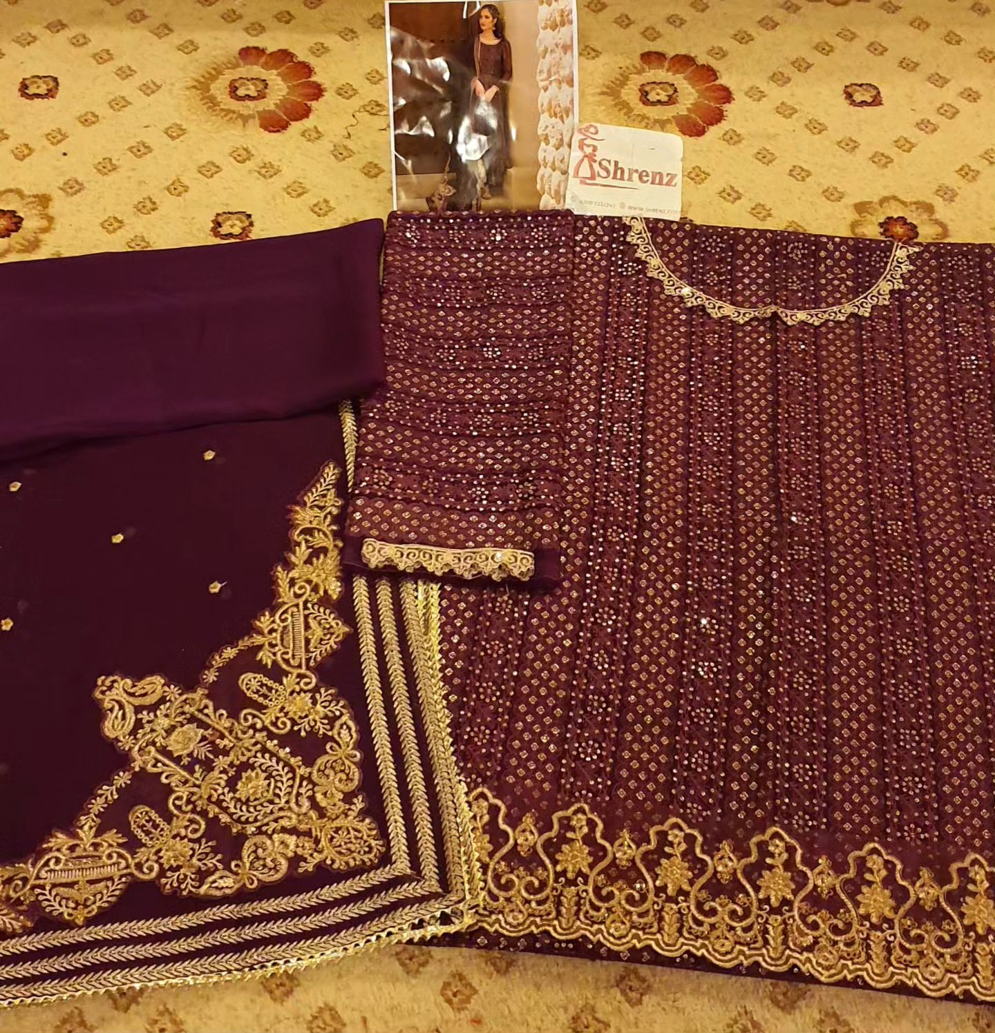 Faiza Saqlain Maroon Formal Collection Chiffon Replica - Image 5