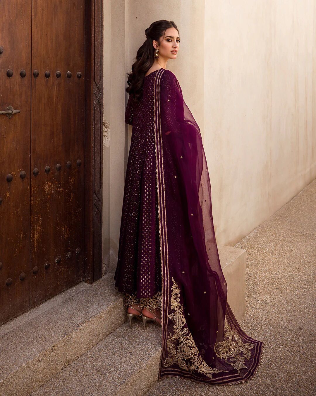 Faiza Saqlain Maroon Formal Collection Chiffon Replica - Image 4