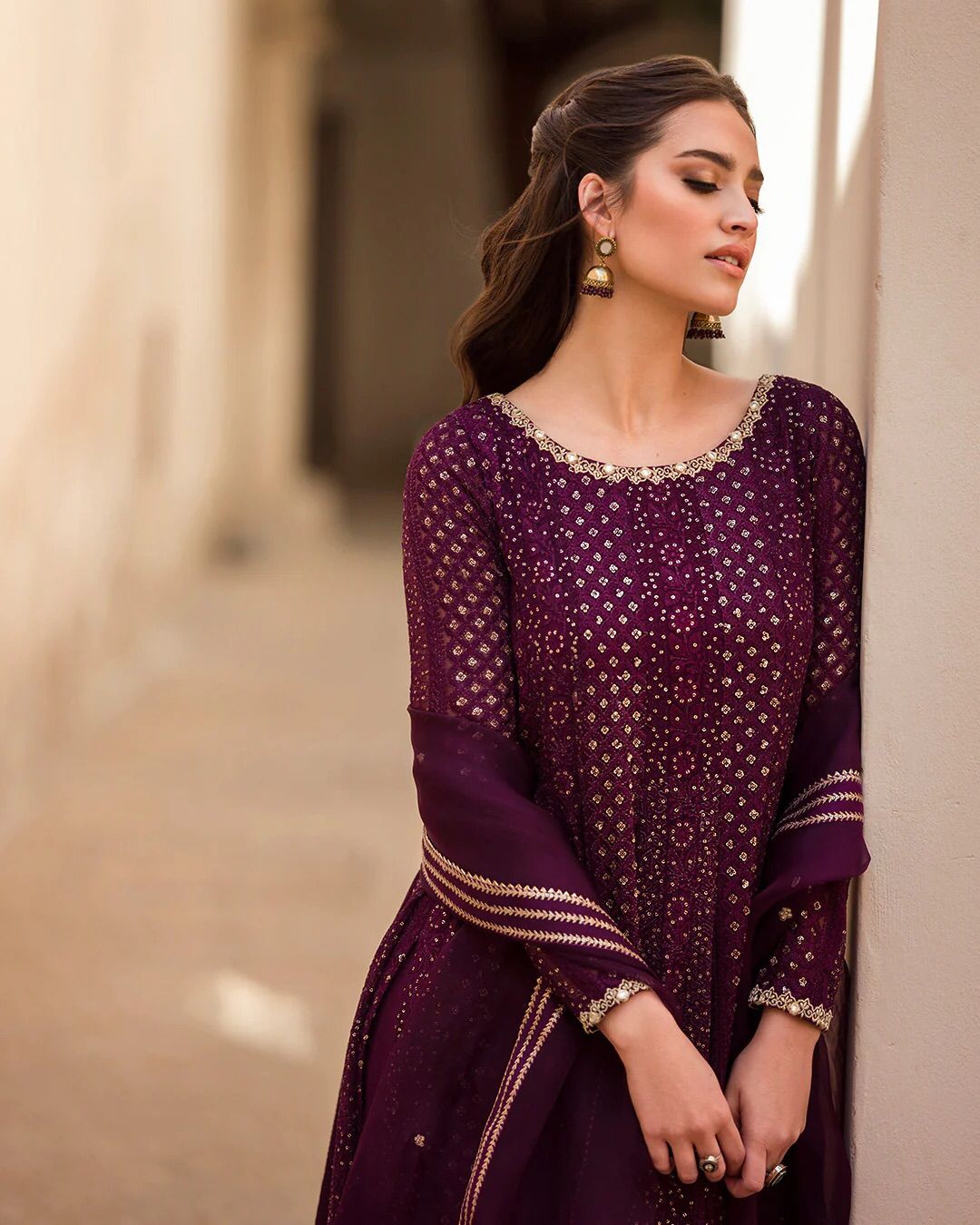 Faiza Saqlain Maroon Formal Collection Chiffon Replica - Image 3