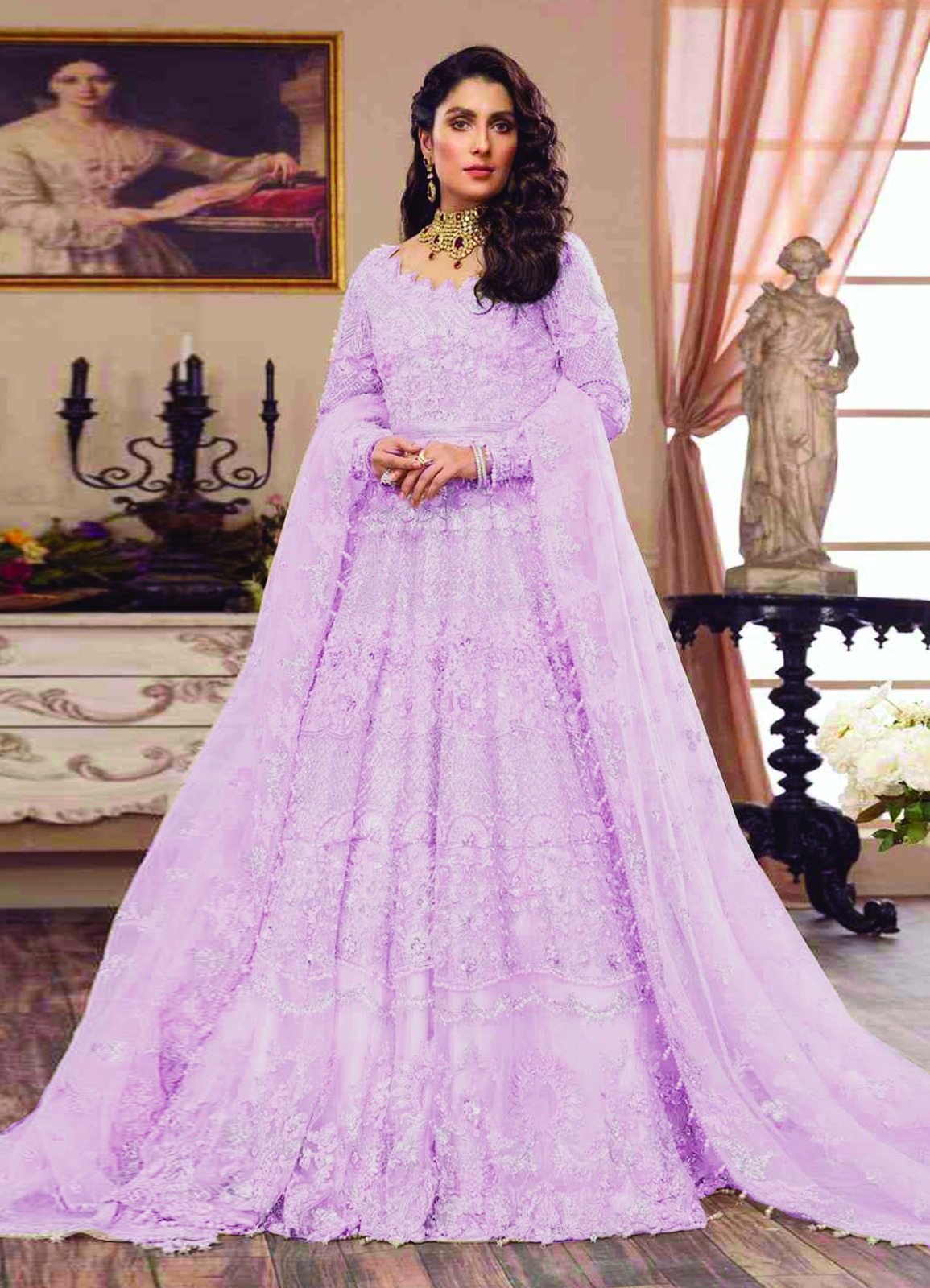 Anaya Purple Bridal Collection Net Replica