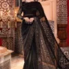 Maria B Black Net Saree Collection Replica