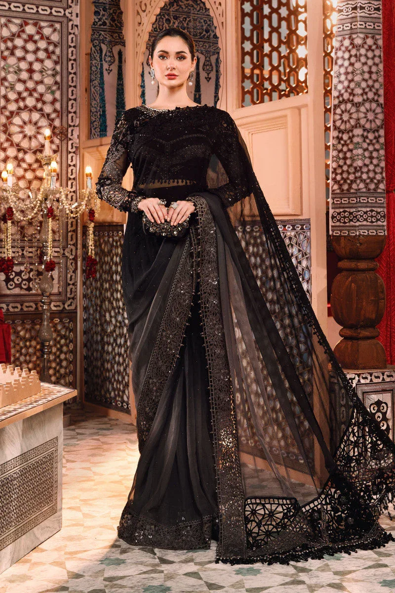 Maria B Black Net Saree Collection Replica