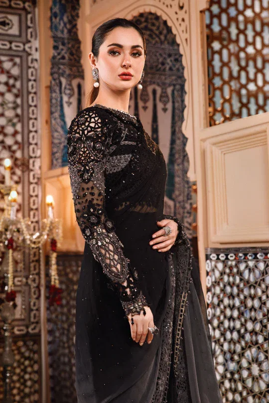 Alternative view of Maria B Black Net Saree Collection Replica
