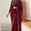 Jazmin Maroon Saree Collection Net Replica