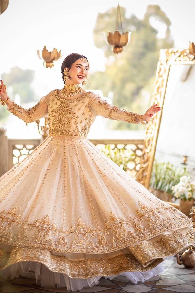 Alternative view of Maha Wajahat White Bridal Collection Net Replica
