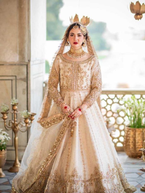 Maha Wajahat White Bridal Collection Net Replica