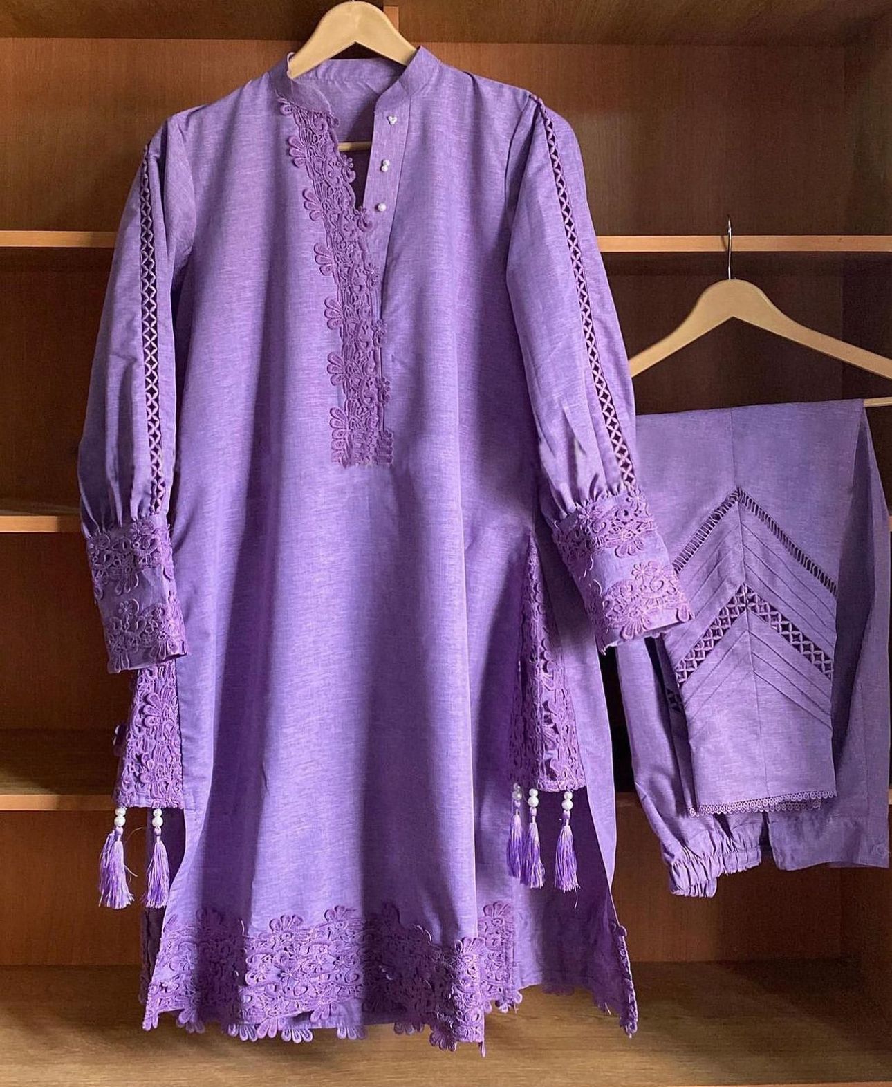 Shrenz Purple Stitched Karandi Pret Collection