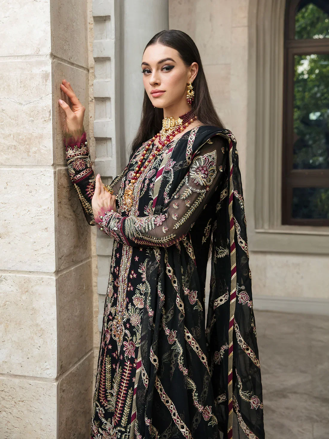 Gulaal Black Exclusive Formal Collection Net Replica - Image 4