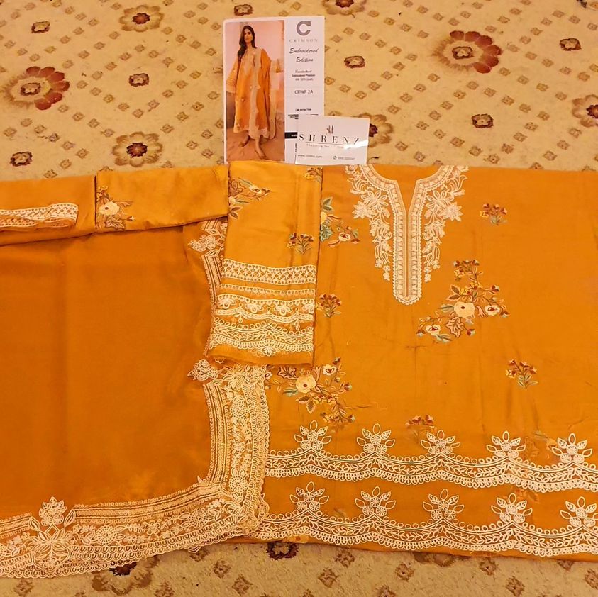 Crimson X Saira Shakira Mustard Luxury Lawn Collection Replica - Image 5