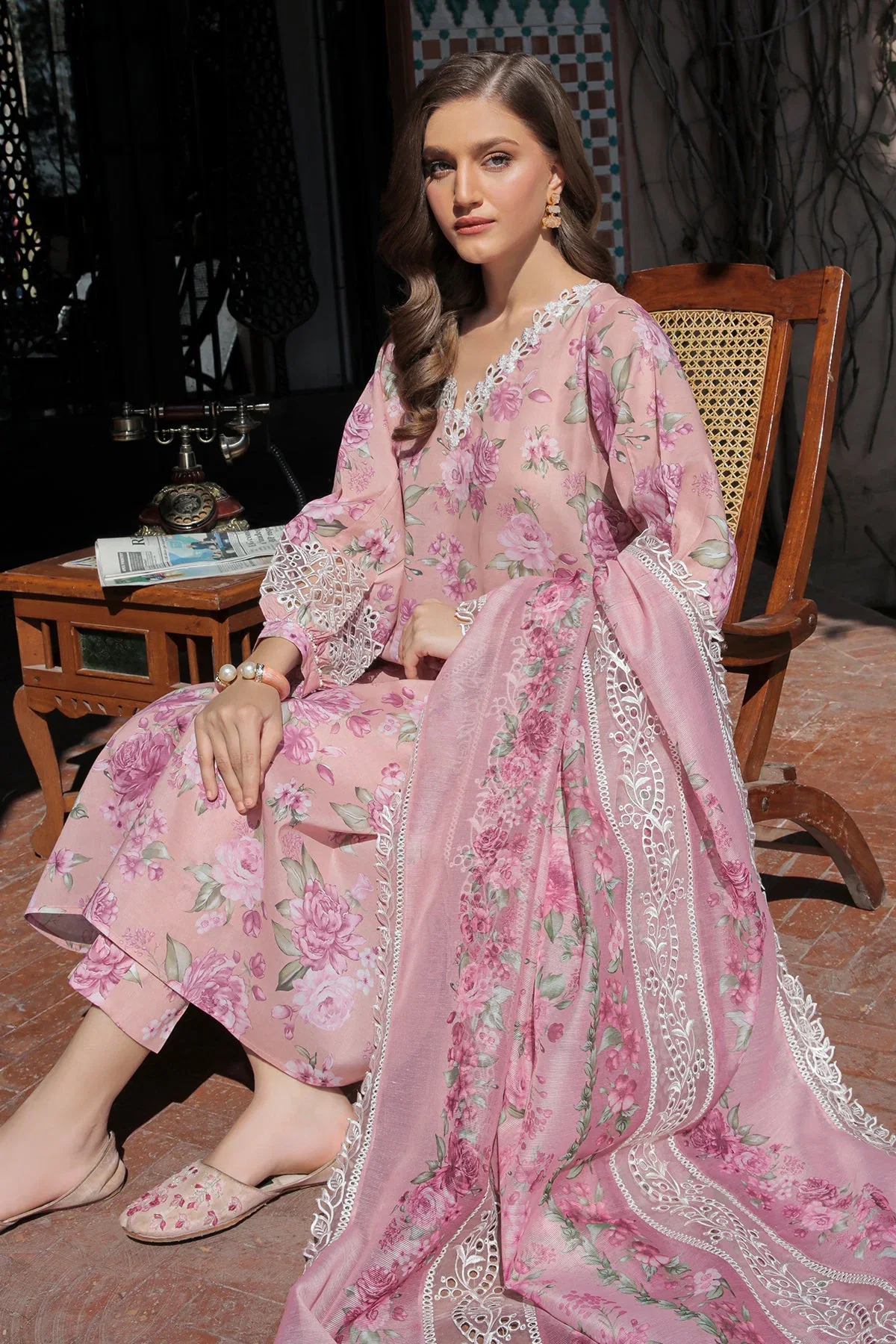 Baroque Pink Digital Printed Lawn Collection Replica - Image 4