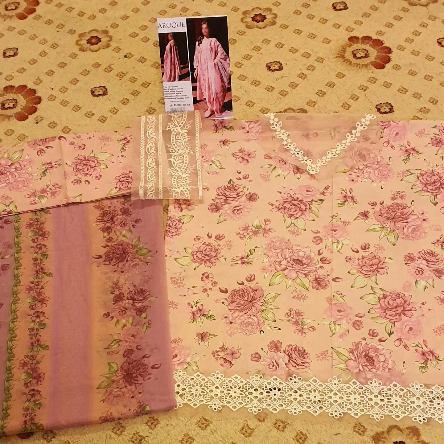 Baroque Pink Digital Printed Lawn Collection Replica - Image 6