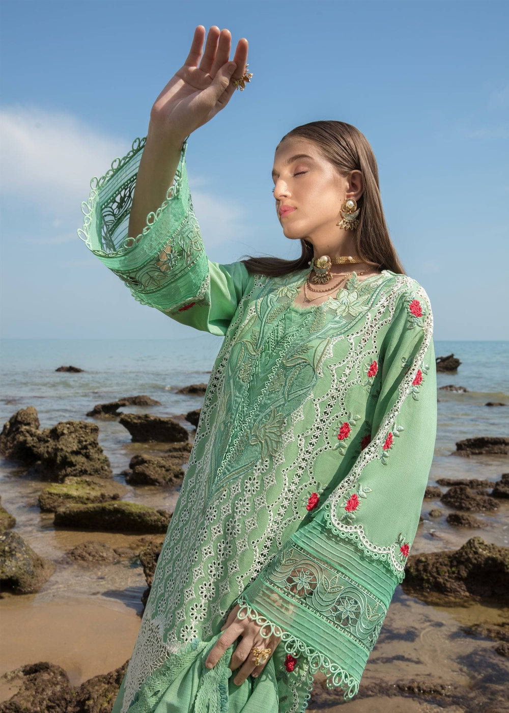 Crimson Pistachio Spring Luxury Lawn Replica - Image 3