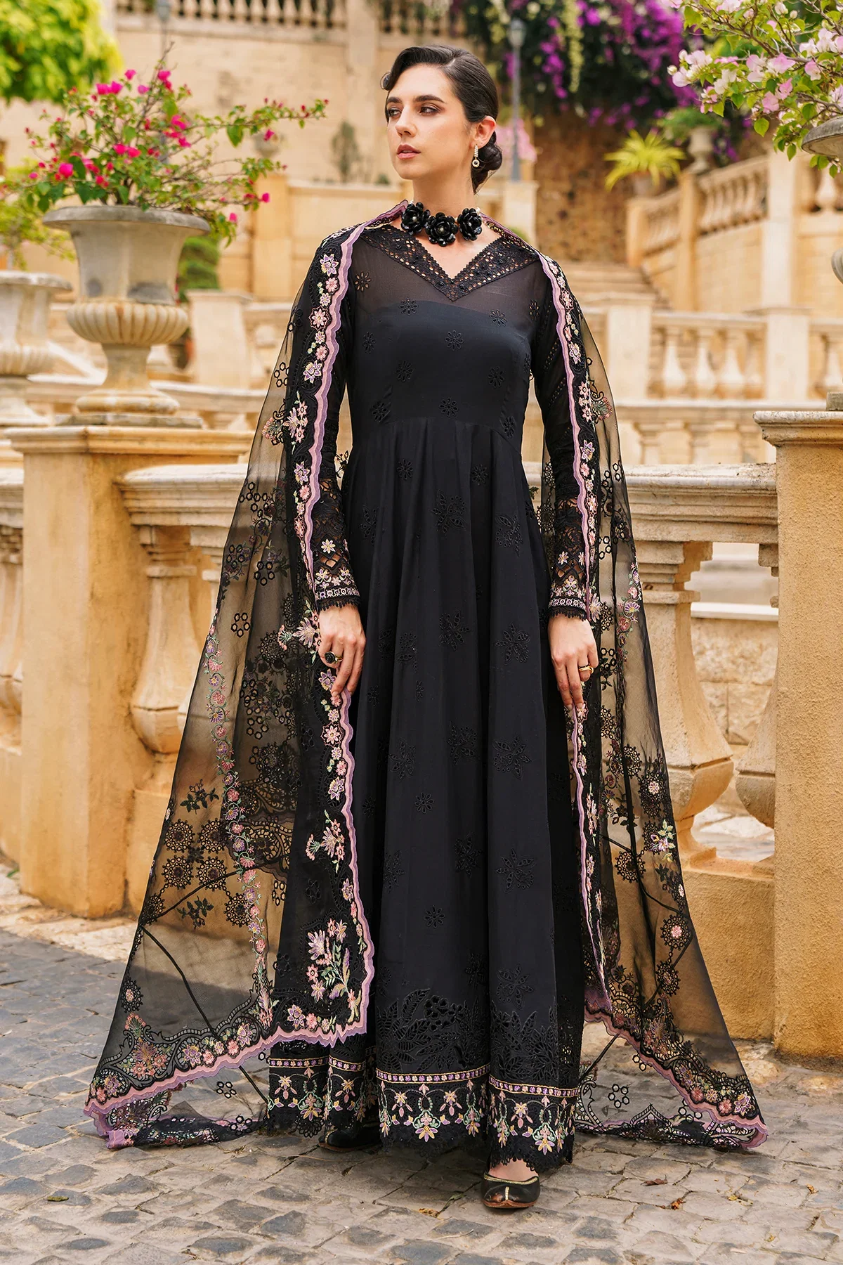 Baroque Black Luxury Lawn Collection Replica