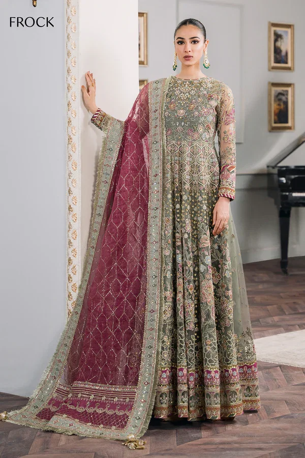 Baroque Green Bridal Collection Net Maxi Replica