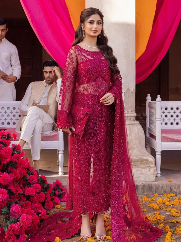 Kanwal Malik Shocking Pink Formal Net Collection Replica