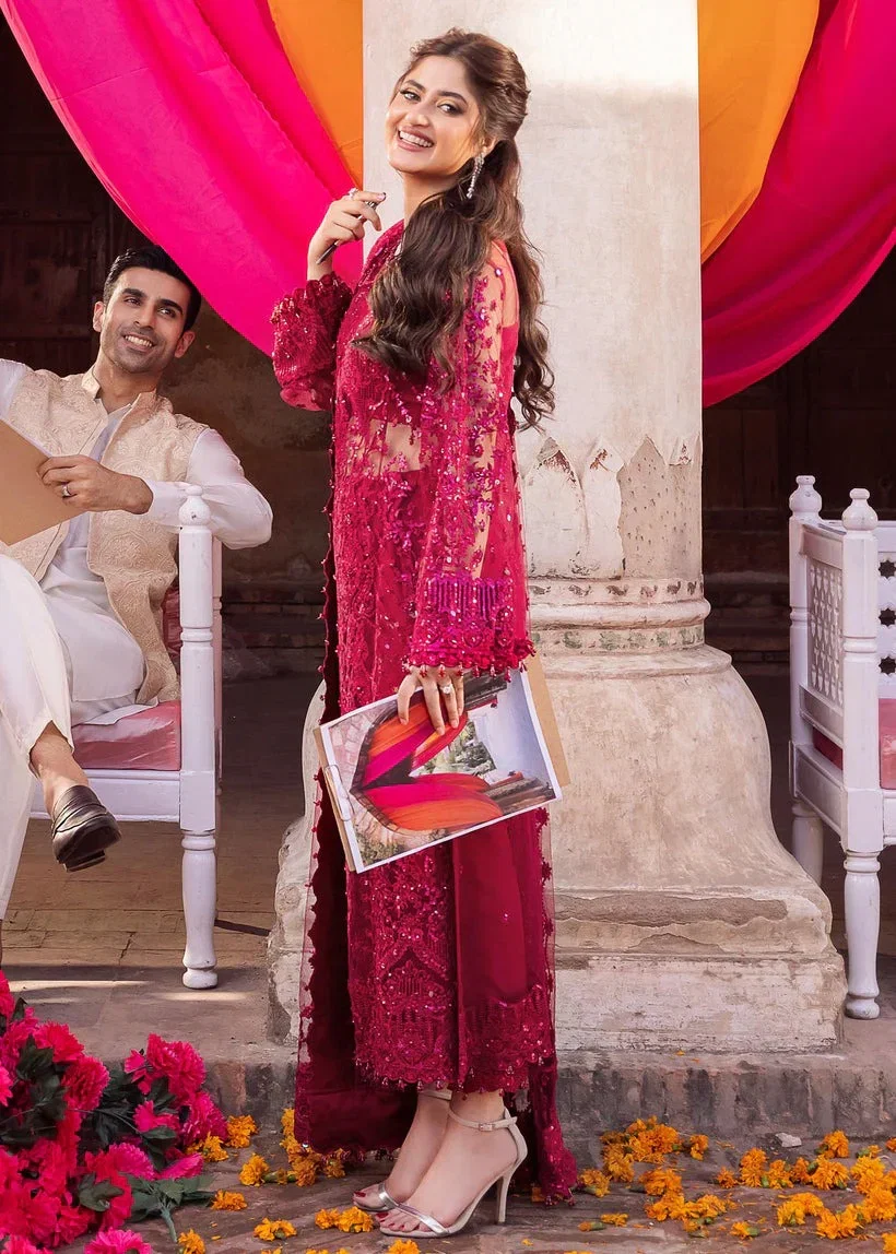 Kanwal Malik Shocking Pink Formal Net Collection Replica - Image 4