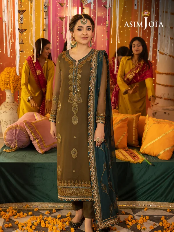 Asim Jofa Green Formal Collection Chiffon Replica