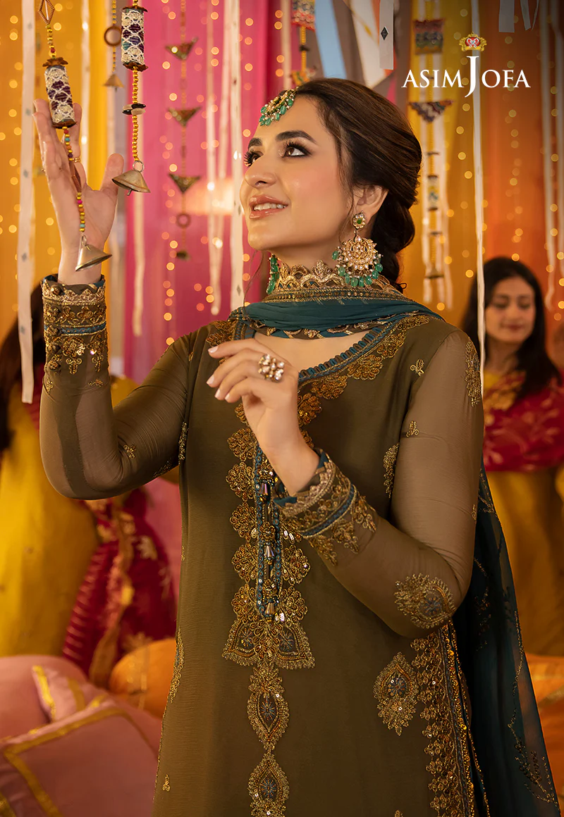 Asim Jofa Green Formal Collection Chiffon Replica - Image 4
