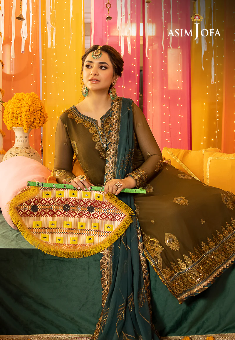 Asim Jofa Green Formal Collection Chiffon Replica - Image 5