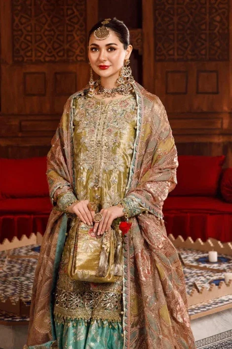 Alternative view of Maria B Golden Bridal Collection Maysori Replica