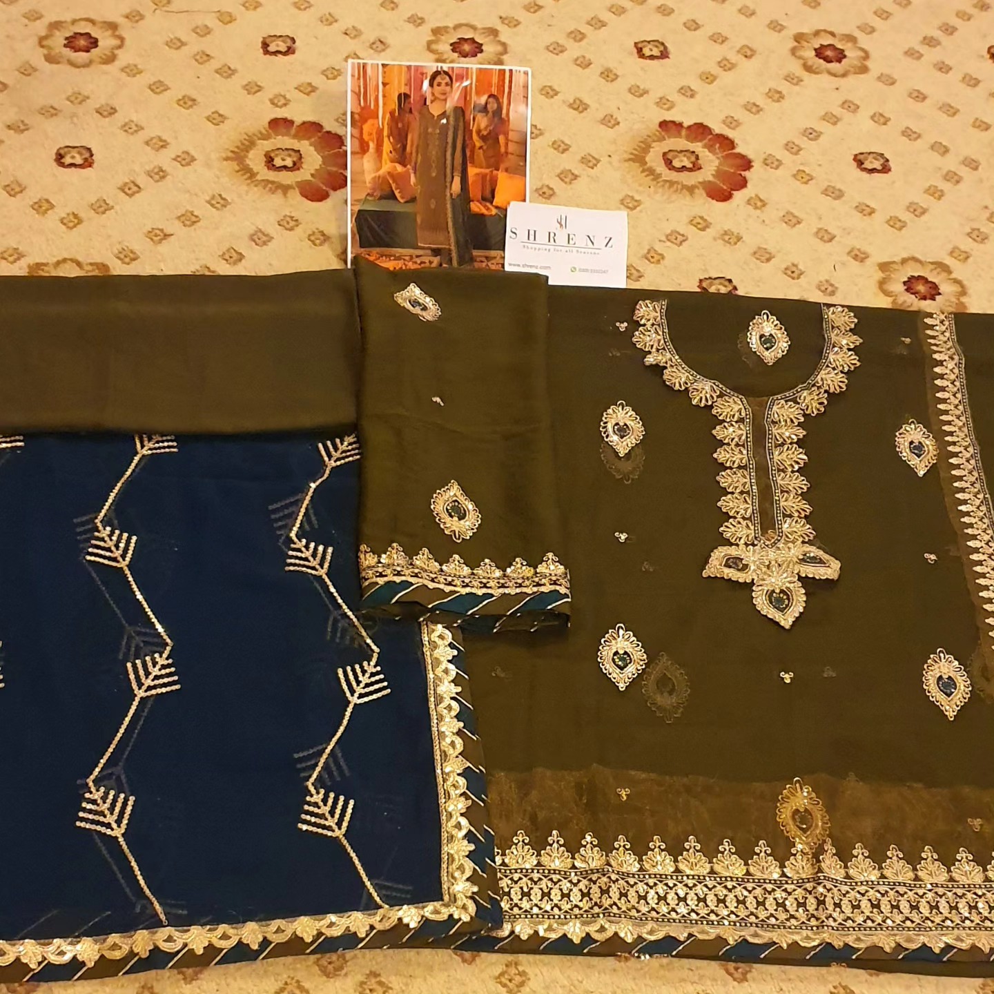 Asim Jofa Green Formal Collection Chiffon Replica - Image 6