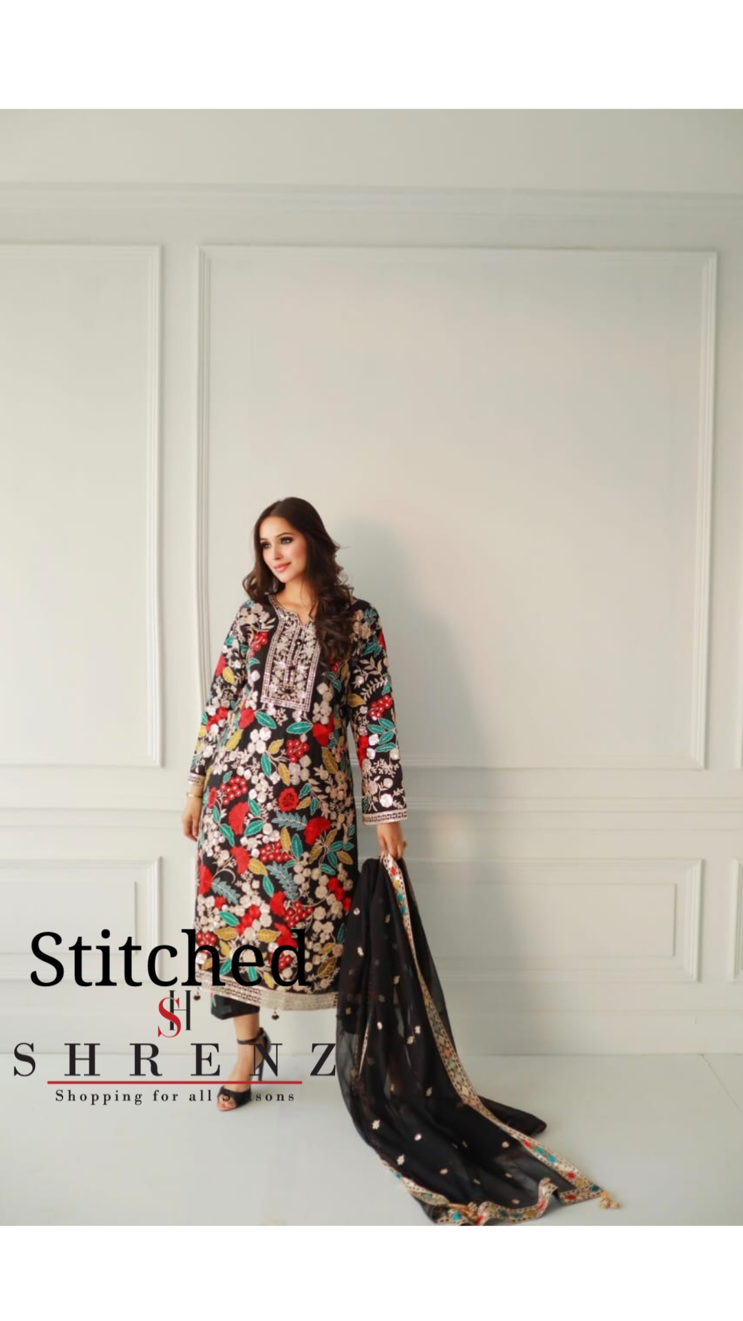 Haseen Mehnaz Black 3 Piece Lawn Collection Replica