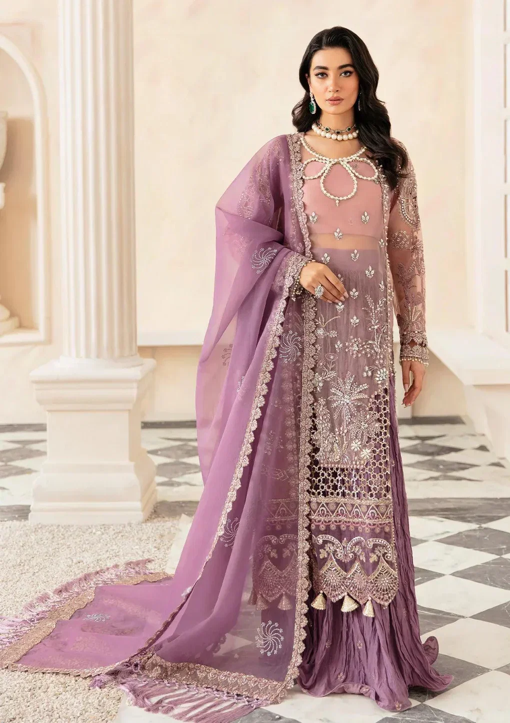 Elaf Purple Formal Collection Organza Replica