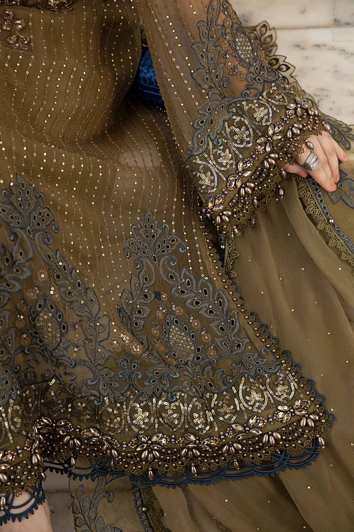 Maria B Mehendi Formal Collection Chiffon Replica - Image 4