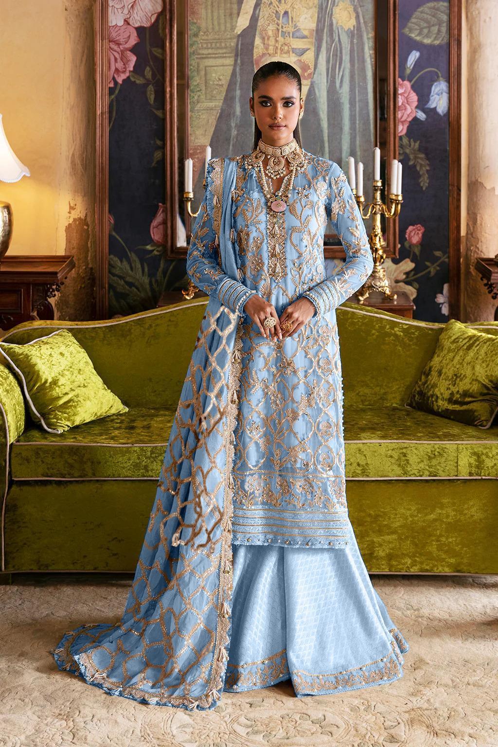 Bin Ilyas Blue Bridal Collection Net Replica