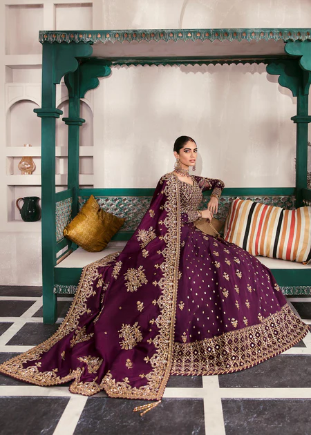 Gulaal Purple Bridal Collection Net Maxi Replica - Image 4