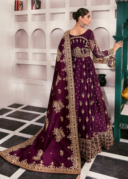 Gulaal Purple Bridal Collection Net Maxi Replica - Image 5