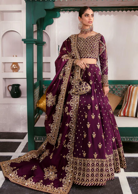 Gulaal Purple Bridal Collection Net Maxi Replica